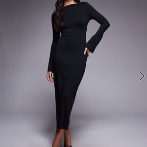 ASOS Bell-sleeve ribbed BodyCon Maxi Dress